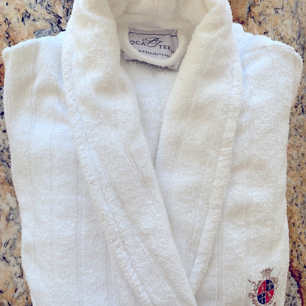 WHITE 100% TERRY COTTON BOCA RATON RESORT BATHROBE 
ONE SIZE FITS ALL UNISEX